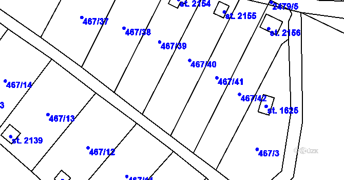 Parcela st. 467/40 v KÚ Skuteč, Katastrální mapa