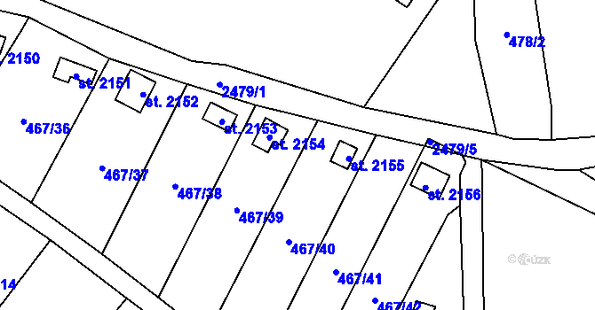 Parcela st. 2154 v KÚ Skuteč, Katastrální mapa