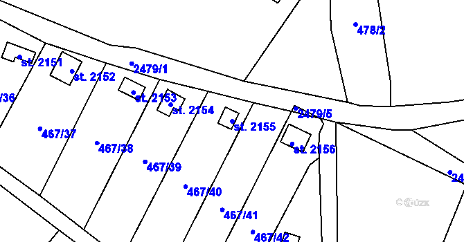 Parcela st. 2155 v KÚ Skuteč, Katastrální mapa