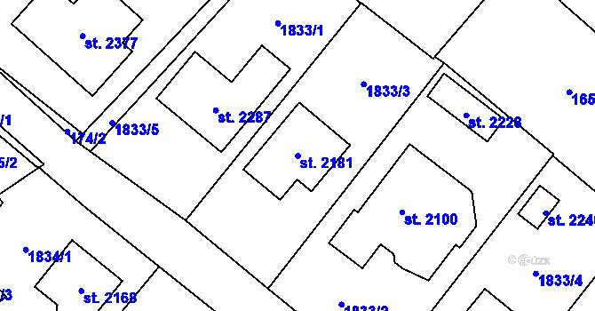 Parcela st. 2181 v KÚ Skuteč, Katastrální mapa