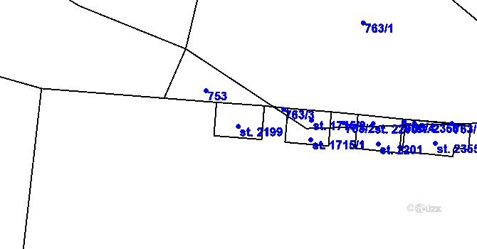 Parcela st. 2199 v KÚ Skuteč, Katastrální mapa