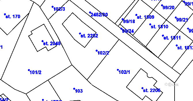 Parcela st. 102/2 v KÚ Skuteč, Katastrální mapa