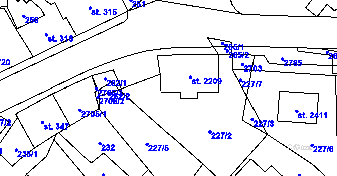 Parcela st. 2209 v KÚ Skuteč, Katastrální mapa