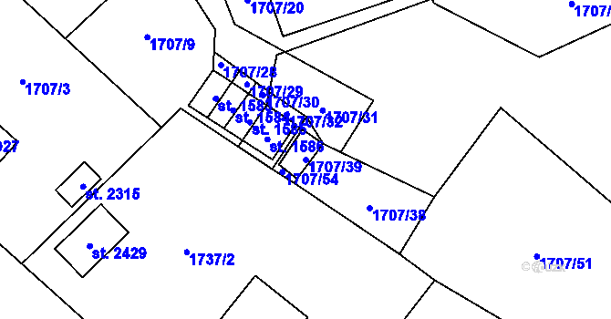 Parcela st. 1707/39 v KÚ Skuteč, Katastrální mapa