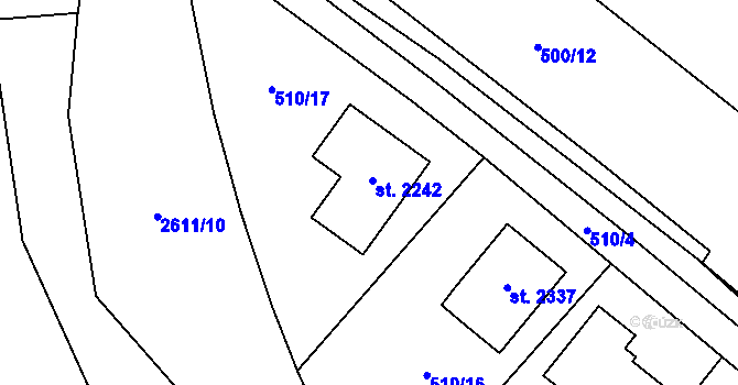Parcela st. 2242 v KÚ Skuteč, Katastrální mapa