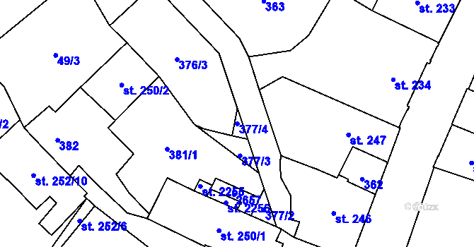 Parcela st. 377/4 v KÚ Skuteč, Katastrální mapa