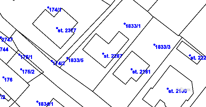 Parcela st. 2287 v KÚ Skuteč, Katastrální mapa