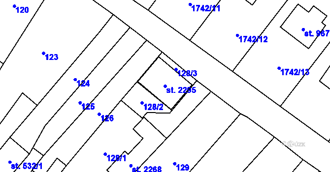 Parcela st. 2295 v KÚ Skuteč, Katastrální mapa