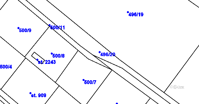 Parcela st. 496/20 v KÚ Skuteč, Katastrální mapa
