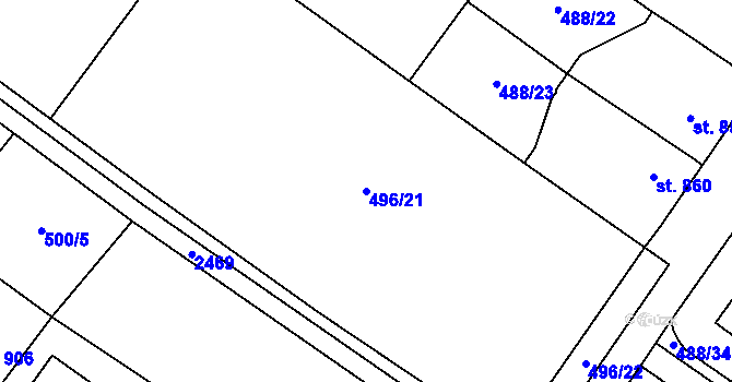 Parcela st. 496/21 v KÚ Skuteč, Katastrální mapa