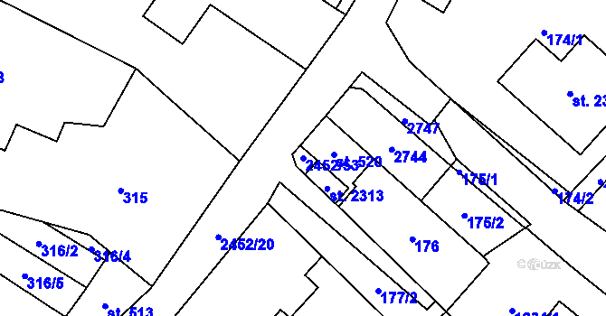 Parcela st. 2452/53 v KÚ Skuteč, Katastrální mapa