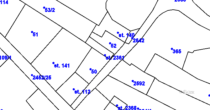 Parcela st. 2361 v KÚ Skuteč, Katastrální mapa