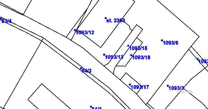 Parcela st. 1093/13 v KÚ Skuteč, Katastrální mapa