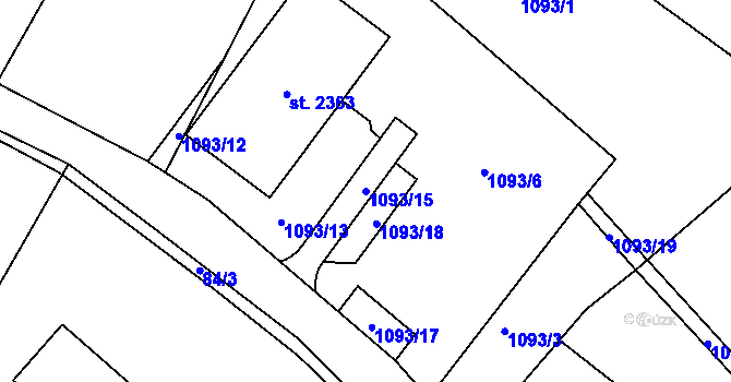 Parcela st. 1093/15 v KÚ Skuteč, Katastrální mapa