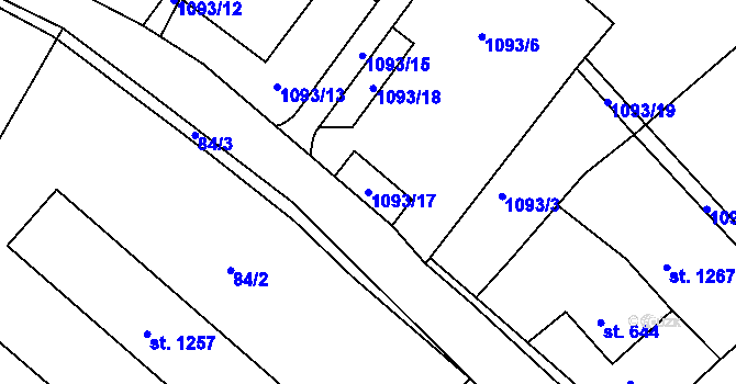 Parcela st. 1093/17 v KÚ Skuteč, Katastrální mapa