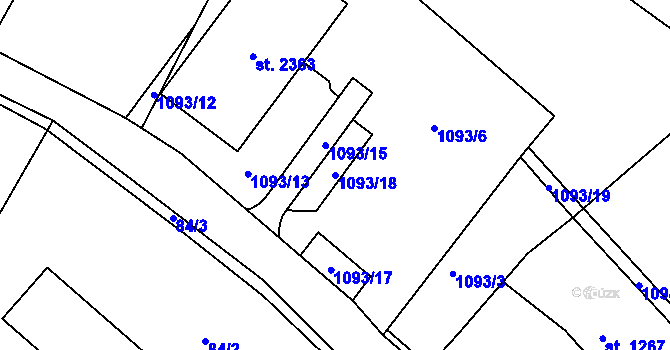 Parcela st. 1093/18 v KÚ Skuteč, Katastrální mapa