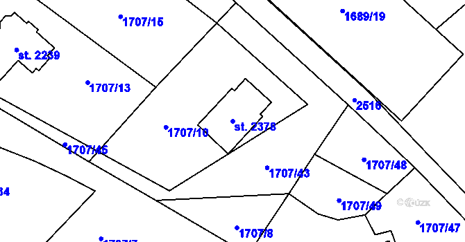 Parcela st. 2378 v KÚ Skuteč, Katastrální mapa
