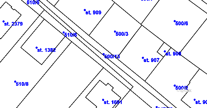 Parcela st. 500/13 v KÚ Skuteč, Katastrální mapa