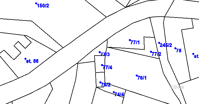 Parcela st. 77/3 v KÚ Církvice u Kolína, Katastrální mapa