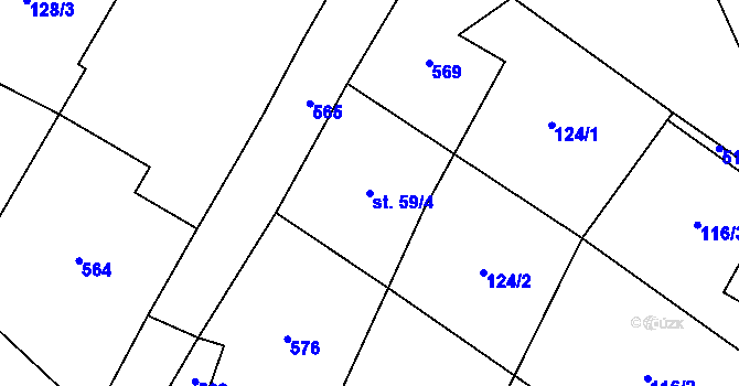 Parcela st. 59/4 v KÚ Skvrňov, Katastrální mapa