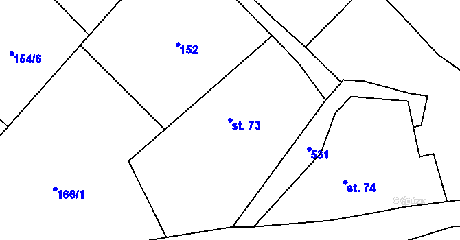 Parcela st. 73 v KÚ Skvrňov, Katastrální mapa