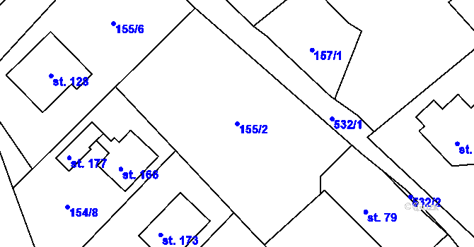 Parcela st. 155/2 v KÚ Skvrňov, Katastrální mapa