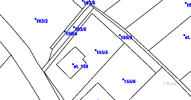 Parcela st. 155/5 v KÚ Skvrňov, Katastrální mapa