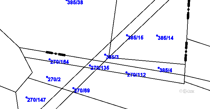 Parcela st. 385/3 v KÚ Skvrňov, Katastrální mapa