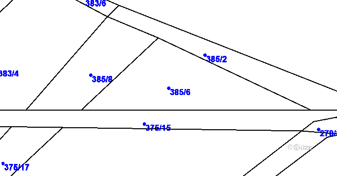 Parcela st. 385/6 v KÚ Skvrňov, Katastrální mapa