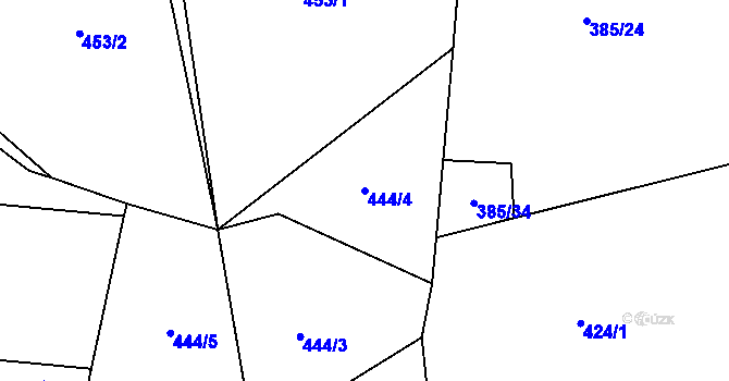 Parcela st. 444/4 v KÚ Skvrňov, Katastrální mapa