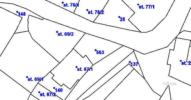 Parcela st. 563 v KÚ Skvrňov, Katastrální mapa