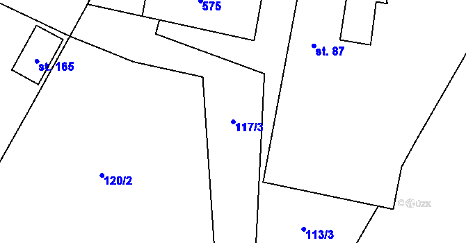 Parcela st. 117/3 v KÚ Skvrňov, Katastrální mapa