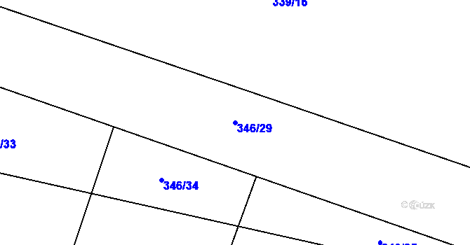 Parcela st. 346/29 v KÚ Skvrňov, Katastrální mapa