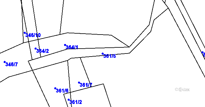 Parcela st. 361/5 v KÚ Skvrňov, Katastrální mapa