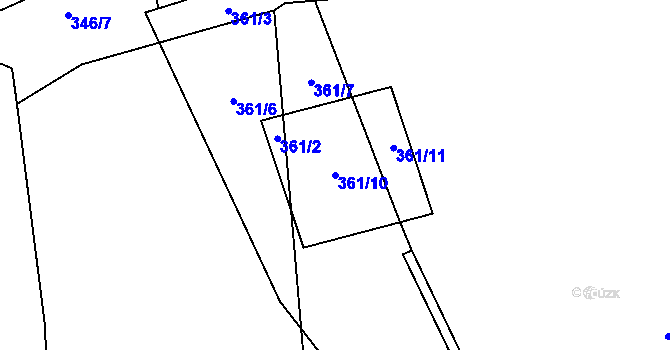 Parcela st. 361/10 v KÚ Skvrňov, Katastrální mapa