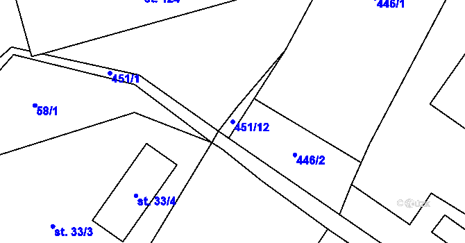 Parcela st. 451/12 v KÚ Skvrňov, Katastrální mapa