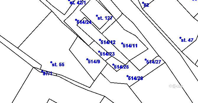 Parcela st. 514/23 v KÚ Skvrňov, Katastrální mapa
