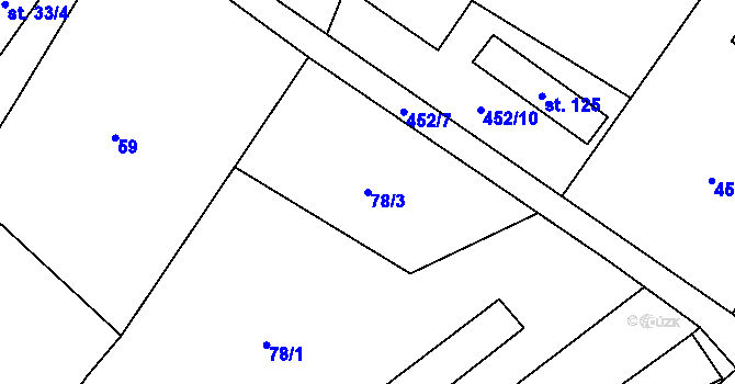 Parcela st. 78/3 v KÚ Skvrňov, Katastrální mapa
