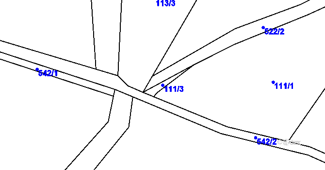 Parcela st. 111/3 v KÚ Skvrňov, Katastrální mapa