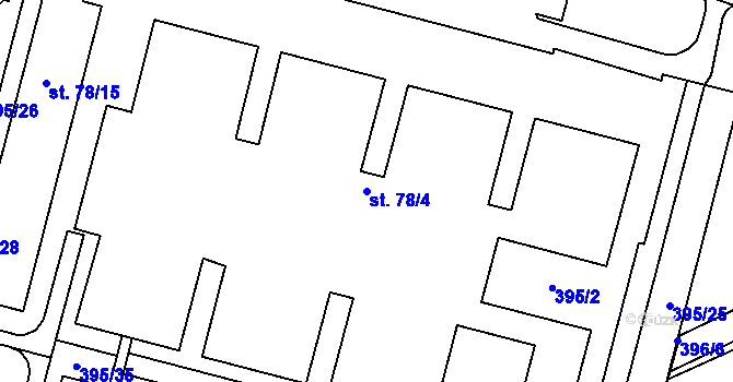 Parcela st. 78/4 v KÚ Skyřice, Katastrální mapa