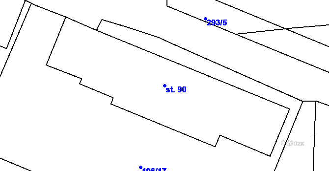 Parcela st. 90 v KÚ Skyřice, Katastrální mapa