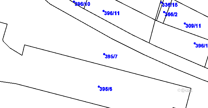 Parcela st. 395/7 v KÚ Skyřice, Katastrální mapa