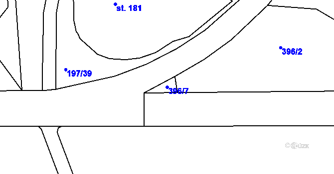 Parcela st. 396/7 v KÚ Skyřice, Katastrální mapa