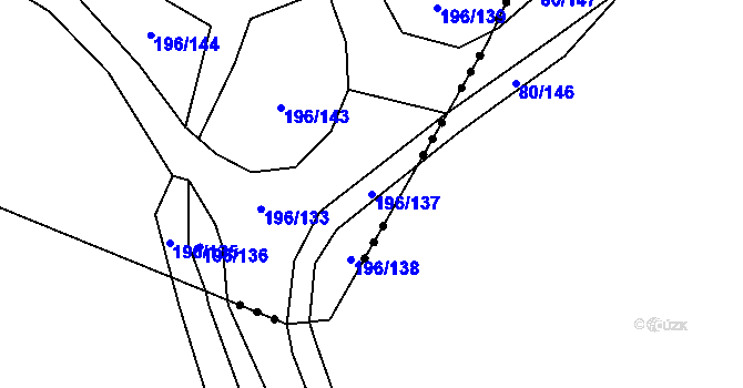 Parcela st. 196/137 v KÚ Skyřice, Katastrální mapa