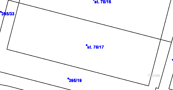 Parcela st. 78/17 v KÚ Skyřice, Katastrální mapa