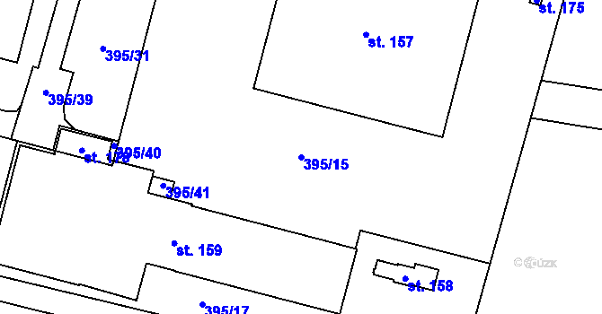 Parcela st. 395/15 v KÚ Skyřice, Katastrální mapa