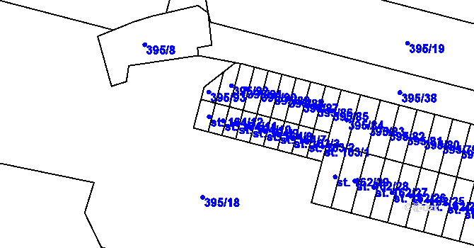 Parcela st. 164/10 v KÚ Skyřice, Katastrální mapa