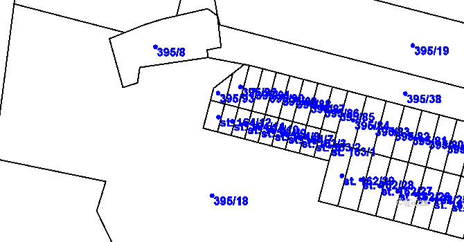 Parcela st. 164/11 v KÚ Skyřice, Katastrální mapa