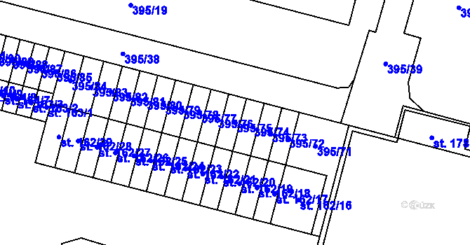 Parcela st. 395/75 v KÚ Skyřice, Katastrální mapa