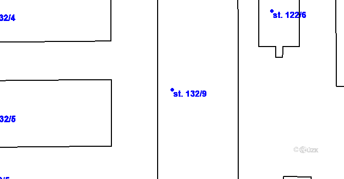Parcela st. 132/9 v KÚ Velebudice, Katastrální mapa